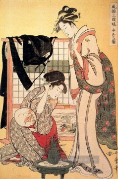 Oberschicht Kitagawa Utamaro Ukiyo e Bijin ga Ölgemälde